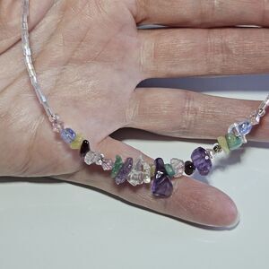 Artisan Beaded Colorful Choker Glass And Semiprecious Beads 15-18"